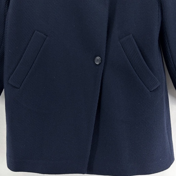 Theory Navy Veniska Camden Twill Wool Assymetrical Coat Medium - Picture 4 of 10
